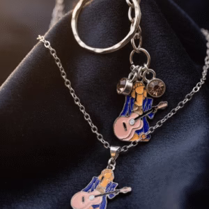 pastel guitar charm necklace stainless steel resin jewelry