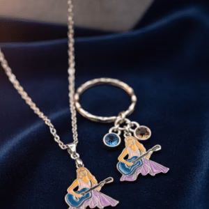 lilac acoustic charm necklace stainless steel resin jewelry